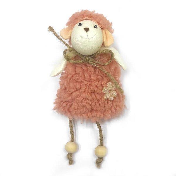 Húsvéti dekoráció figura (rózsaszín bárány bézs virággal)