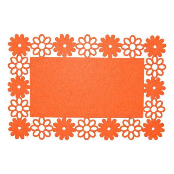 Filc alátét (téglalap alakú, narancssárga, nagy virágos mintával)