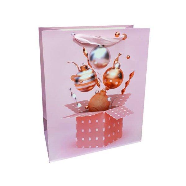 Ajándéktasak - közepes (rózsaszín ajándékdobozból karácsonyfadíszek)