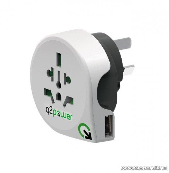 q2power 1.100170 Utazó adapter, World to Australia USB csatlakozóval