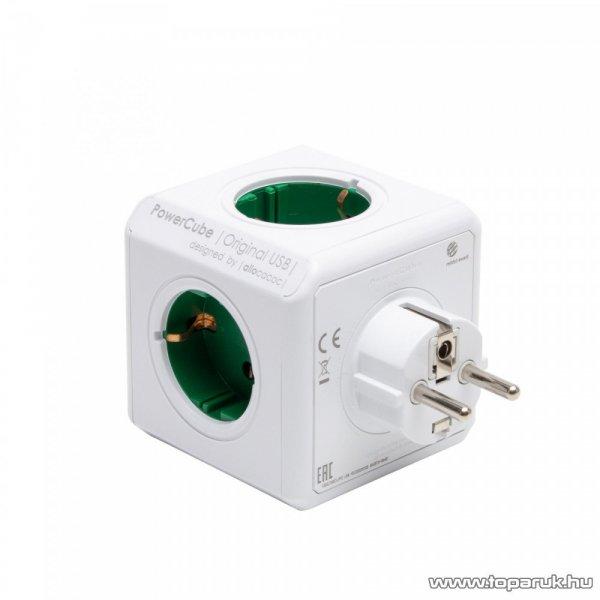 Allocacoc PowerCube Original USB 1202GN/DEOUPC elosztó, 4 aljzat, 2 USB
csatlakozóval, fehér - zöld