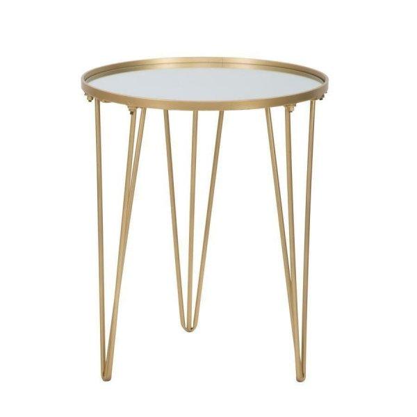 Kerek tükrös asztalka, három lábbal, 40 cm, arany - TAMARA - Butopêa
