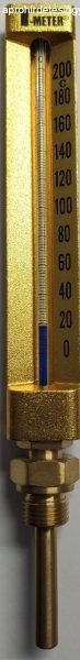 T-METER hőmérő 0-200°C,egyenes, alsó csatl. 1/2", L=100 mm
