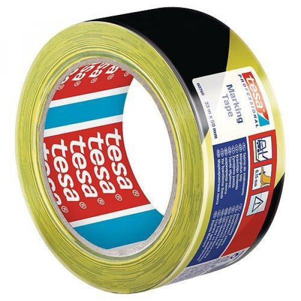 Szalag tesa® PRO Marking, figyelmeztető ragasztószalag, sárga-fekete, 50 mm,
L-33 m