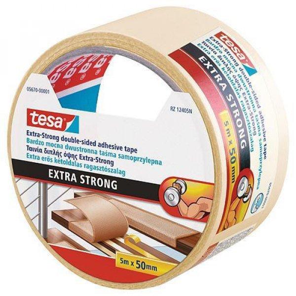 tesa® Extra STRONG Permanent szalag, fóliás, fehér, 50 mm, L-5 m