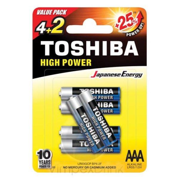 Toshiba alkáli elem LR3 BP6 AAA/4+2db