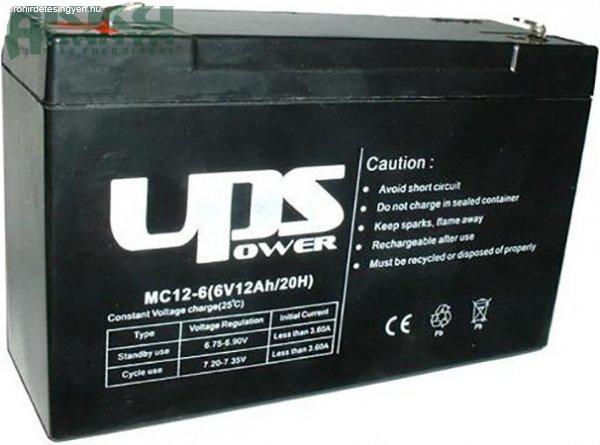 UPS POWER 6V 12Ah akkumulátor MC12-6