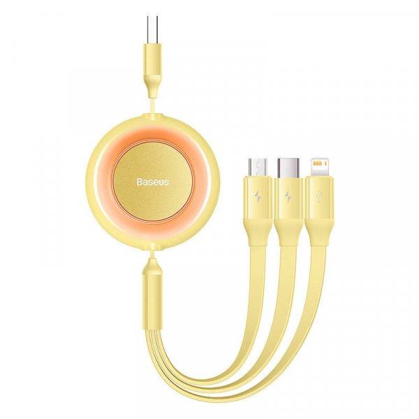 Baseus Bright Mirror 2, 3 az 1-ben Mikro USB / Lightning / USB-C kábel, 3.5 A,
1.1 m (sárga)