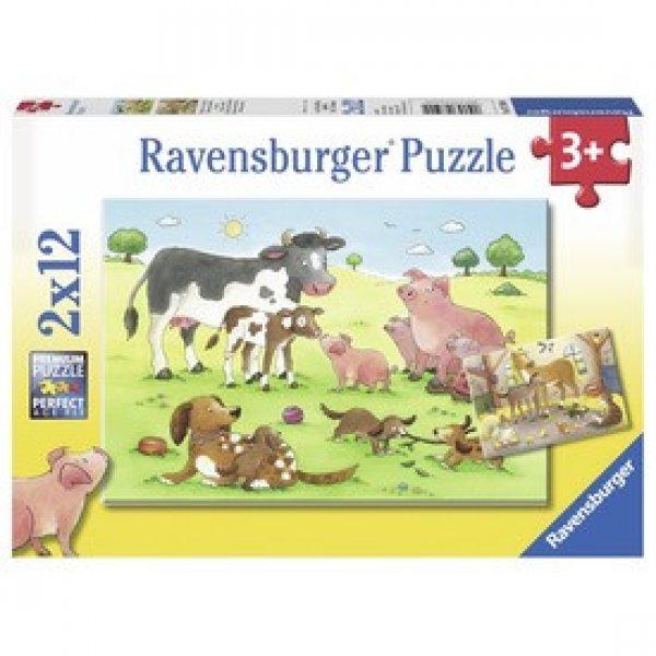 Ravensburger Boldog állatcsaládok 2 x 12 darabos puzzle