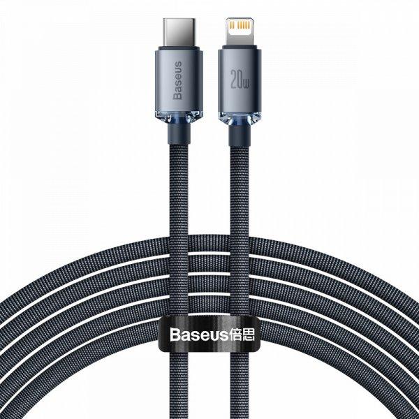 Baseus Crystal Shine USB-C kábel a Lightninghez, 20W, PD, 2m (fekete)