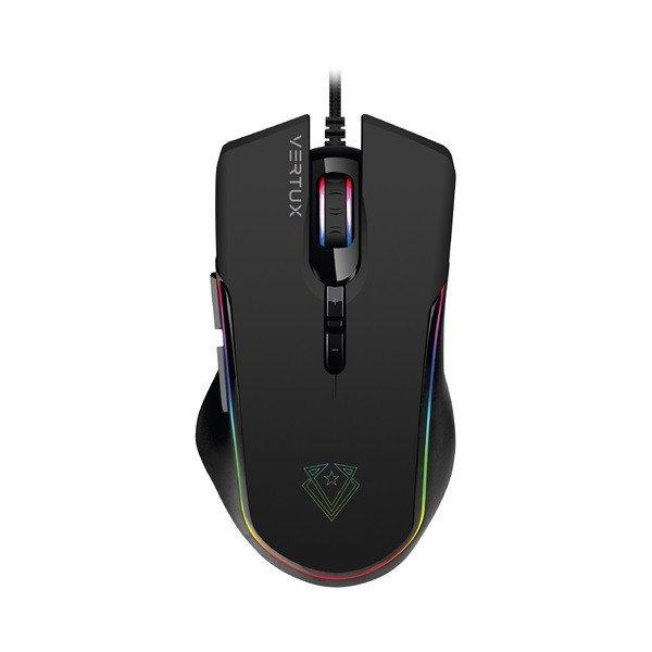 Vertux Egér - ASSAULTER (Vezetékes, Optikai, RGB LED, 7 gomb, 10000 dpi,
fekete)