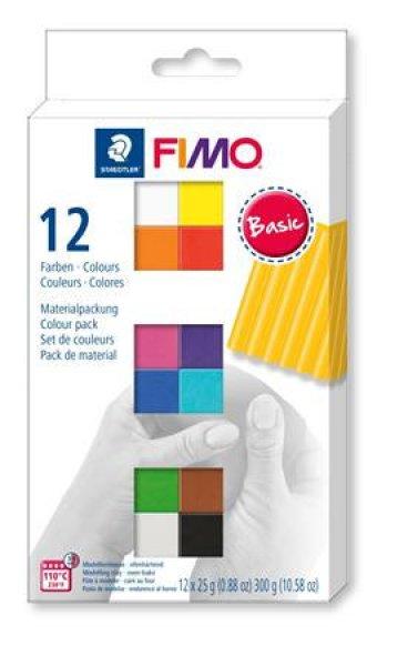 Gyurma, készlet, 12x25 g, égethető, FIMO "Soft Basic", 12
különböző szín