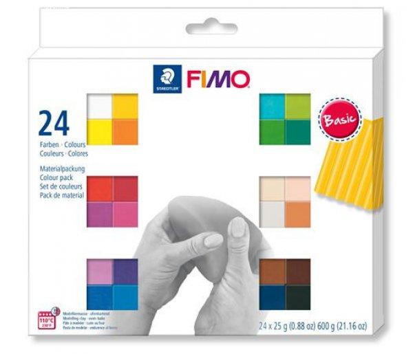 Gyurma, készlet, 24x25g, égethető, FIMO "Soft Basic", 24
különböző szín