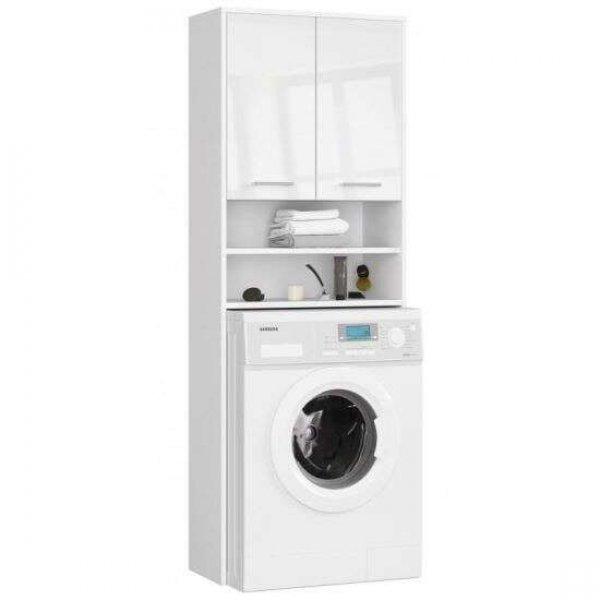 Artool fürdőszoba szekrény, mosógép számára, laminált lap, 4 polc, 2
ajtó, 64x30x180 cm, fényes fehér