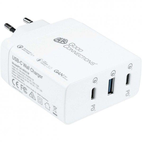 Alcasa 2x USB-C / USB A Hálózati töltő - Fehér (100W)