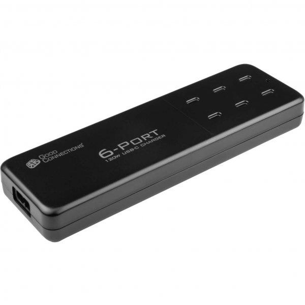 GoodConnections 6x USB-C Hálózati töltő - Fekete (120W)