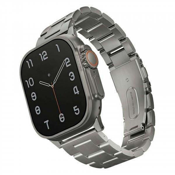 Uniq Osta szíjas tok Apple Watch 42/44/45/ 49mm Series
1/2/3/4/5/6/7/8/SE/SE2/Ultra Stainless Steel Silver/Titanium Silver
