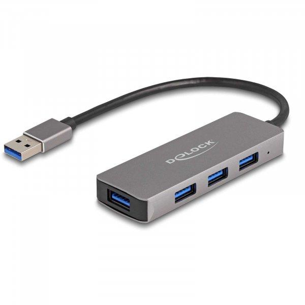 Delock 4 portos USB 3.2 Gen 1 hub USB Type-A csatlakozóval USB Type-A portok az
oldalán (63171)