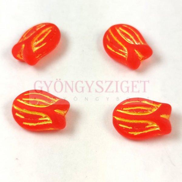 Cseh üveg gyöngy - hosszában fúrt tulipán alakú - Matt Tangerine Gold -
16x11mm