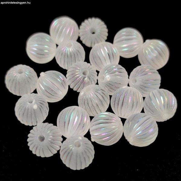 Műanyag gyöngy - Opal White AB - 10mm