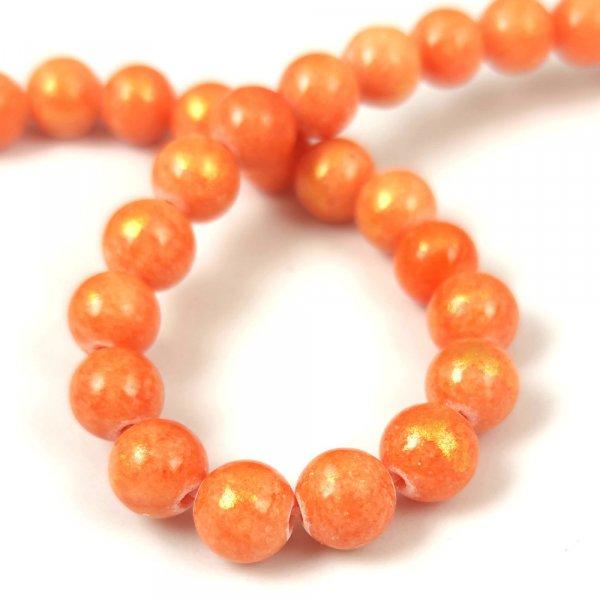 Mashan Jáde gyöngy arany lüszter - Orange - 8mm - szálon