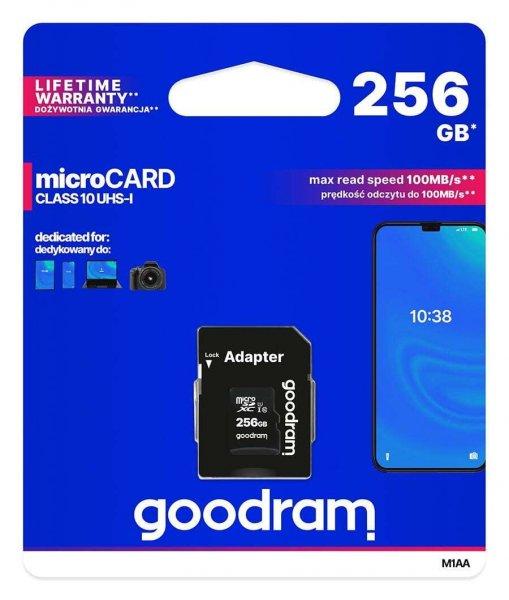 256GB microSDXC Goodram UHS-I U1 memóriakártya + adapter (M1AA-2560R12)