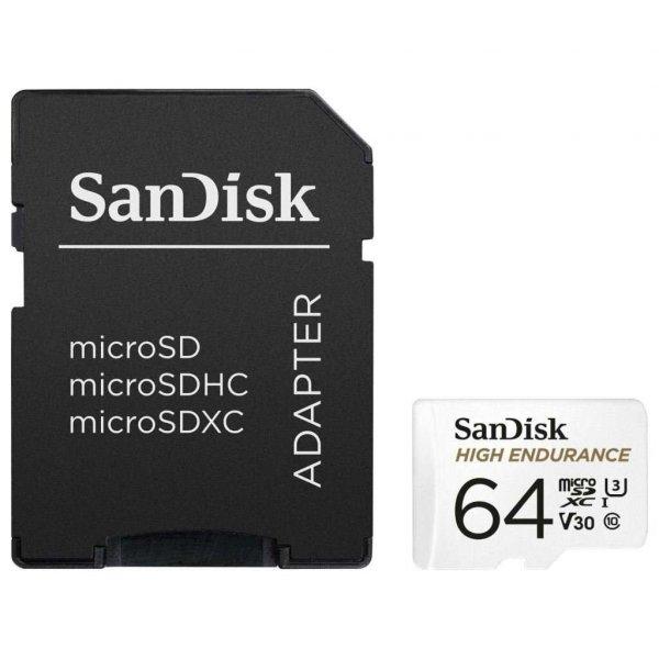 Sandisk High Endurance 64GB Micro SDXC memória kártya CL10 U3 V30 + adapter