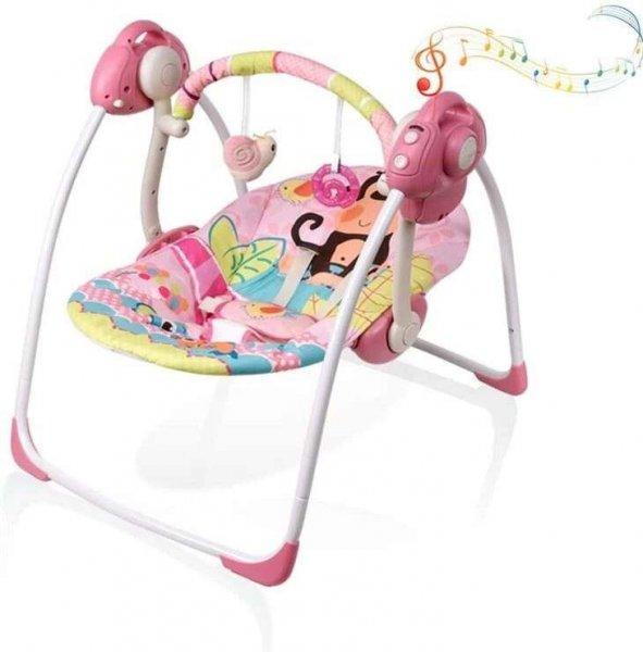 Rezgő, zenélő baba pihenőszék  babaringató, 0-18 kg, rózsaszín