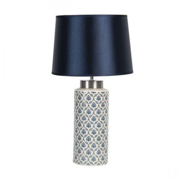 CLEEF.6LMC0023 Kerámia asztali lámpa kék műanyag/textil búrával,28x51cm