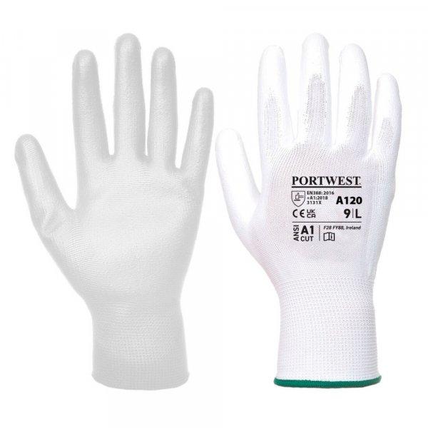 Portwest A120 nylon szerelőkesztyű PU tenyérm. fehér XS-3XL