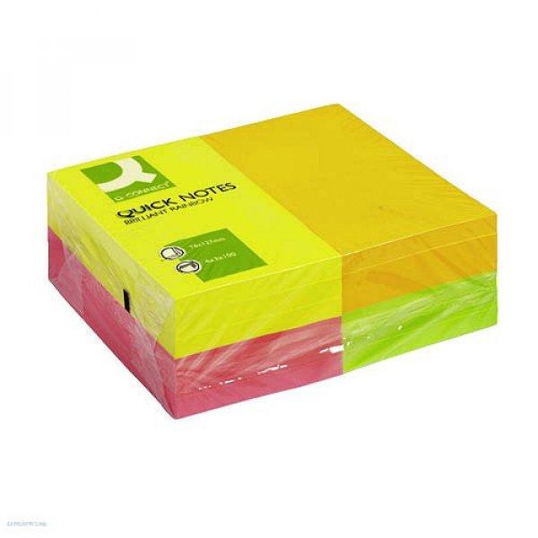 Öntapadós jegyzettömb 76 x 127 mm rainbow neon 12 x 80 lap Q-Connect KF01350