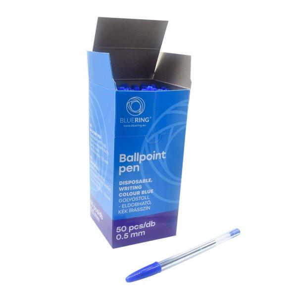 Golyóstoll eldobható kupakos Bluering® , írásszín kék 50 db/csomag