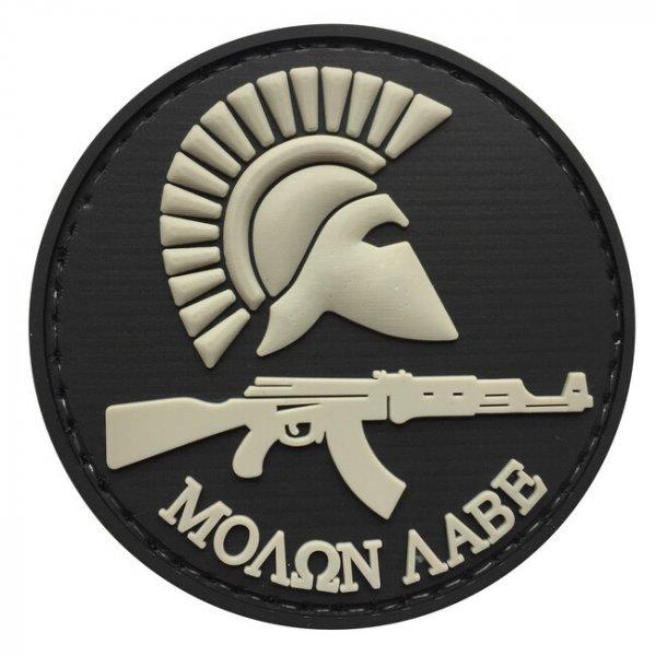 WARAGOD FELVARRÓ Round Molon Labe with Rifle PVC Patch Black and Gray