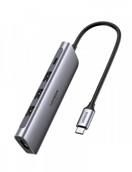 UGREEN 5 az 1-ben hub adapter USB-C - 3x USB 3.0 + HDMI 4K + USB-C PD 100 W
(szürke)