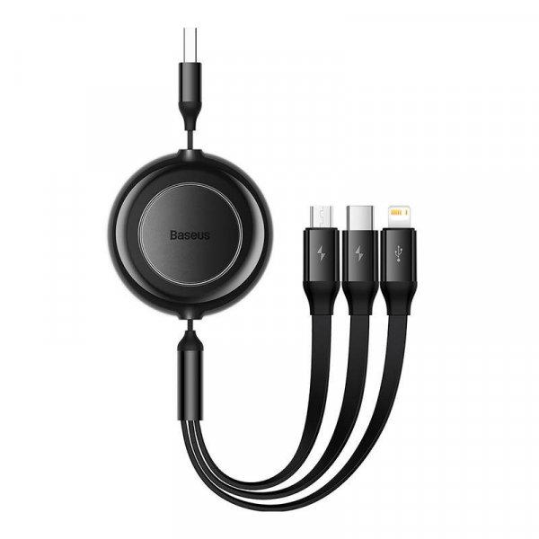 Baseus Bright Mirror 2, 3 az 1-ben Mikro USB / Lightning / USB-C kábel, 3.5 A,
1.1 m (fekete)