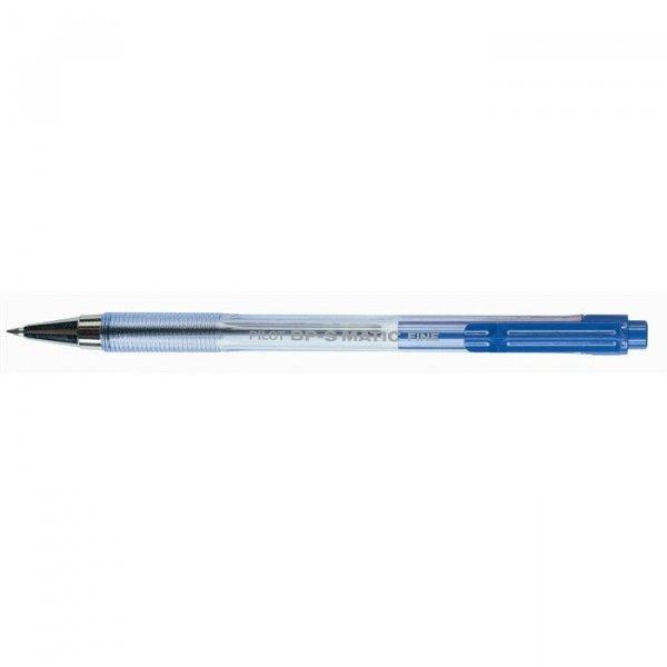 Golyóstoll, 0,27 mm, nyomógombos, átlátszó tolltest, PILOT "BP-S
Matic", kék