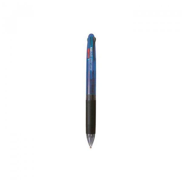 Golyóstoll, 0,25 mm, nyomógombos, négyszínű, PILOT "Feed GP4",
kék test