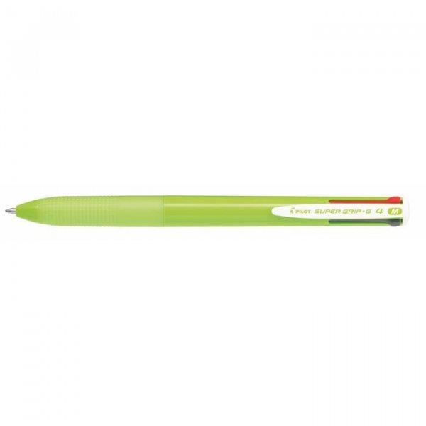 Golyóstoll, 0,27 mm, nyomógombos, világoszöld tolltest, PILOT "Super
Grip G", négyszínű