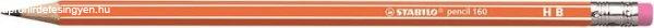 Grafitceruza radírral, HB, hatszögletű, STABILO "Pencil 160",
narancs