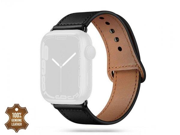 Apple Watch valódi bőrből készült óraszíj - Tech-Protect Leatherfit -
42/44/45/49 mm - fekete