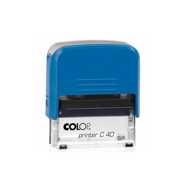 Bélyegző C40 Printer Colop átlátszó kék ház/fekete párna