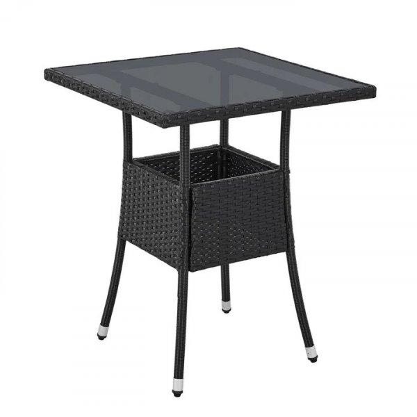 Polirattan kerti asztal Yoro, szögletes, fekete 60x60