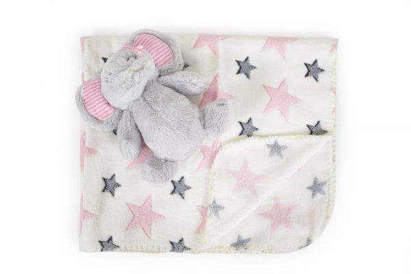 Cangaroo Ajándékdobozos plüss takaró (90x75 cm) - Plüss elefánt játékkal
- Rózsaszín csillagok