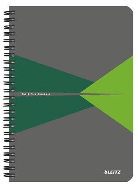 Spirálfüzet, A5, kockás, 90 lap, PP borító, LEITZ "Office",
szürke-zöld