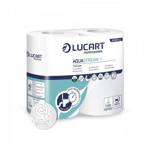 Toalettpapír 2 rétegű 400 lap/tekercs 4 tekercs/csomag Aquastream 4
Lucart_811B70J hófehér