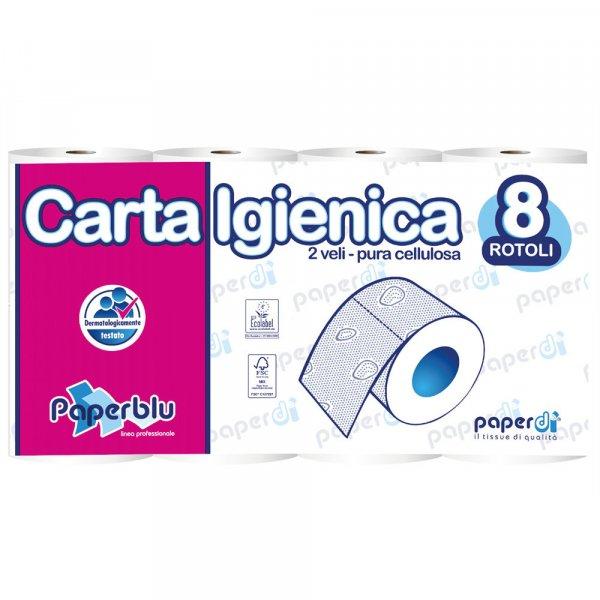 Toalettpapír 2 rétegű kistekercses 150 lap/tekercs 8 tekercs/csomag Paperblu
Carta Igienica_Paperdi