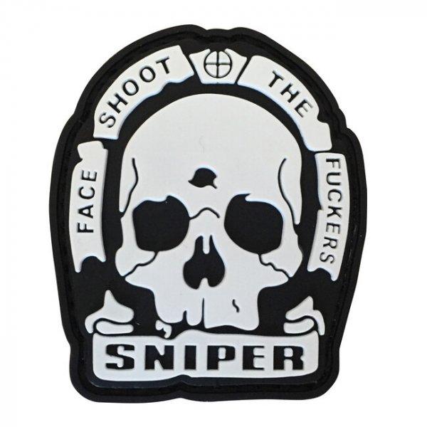 WARAGOD nášivka Face Shoot,The Fuckers PVC Patch Black and White