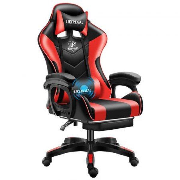 Likeregal 920 masszázs gamer szék lábtartóval piros