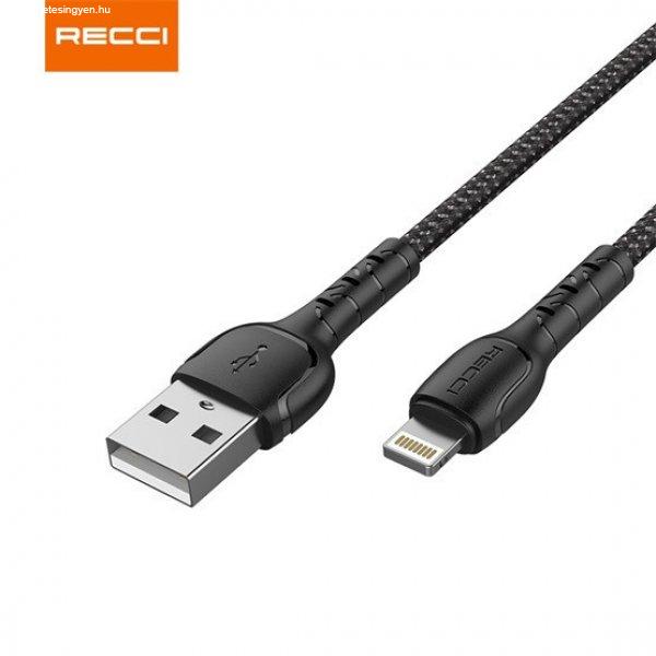 KAB RECCI RTC-N16LB 3A Lightning-USB szövet kábel, fekete - 1m