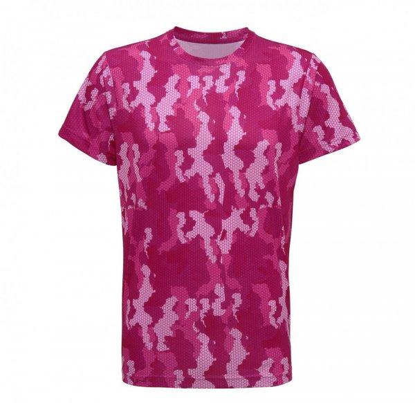 TriDri TR015 kereknyakú férfi sportpóló, Camo Hot Pink R